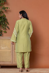 Pista Green Cotton Co-ord Set - Rouhab