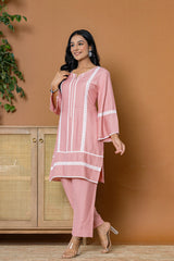 Orchid Pink Muslin Kurta Set - Rouhab