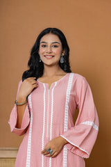 Orchid Pink Muslin Kurta Set - Rouhab