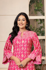 Pink Yarrow Muslin Kurta Set - Rouhab