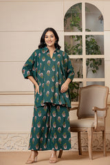 Antique Green Cotton Kurta Set - Rouhab