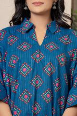 Deja Vu Blue Cotton Co-ord Set - Rouhab