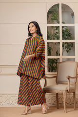 Multi Colour Lehariya Cotton Co-ord Set! - Rouhab