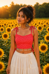 Coral Tie-Up Crop Top