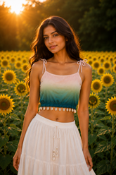 Ocean Fade Tie-Up Crop Top by Rouhab – product view 1