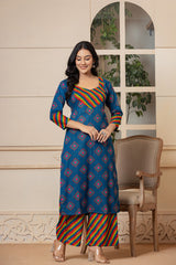 Galaxy Blue Cotton Kurta Set - Rouhab