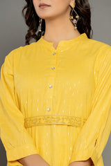 Yellow cotton midi dress