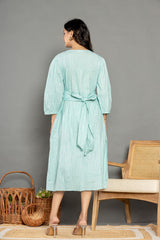 Sky blue lurex midi dress