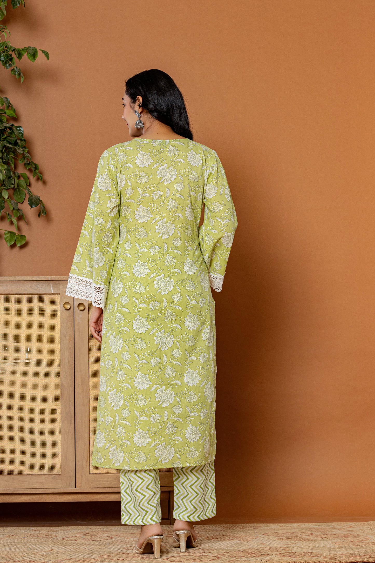 Mellow Green Cotton Kurta Set - Rouhab