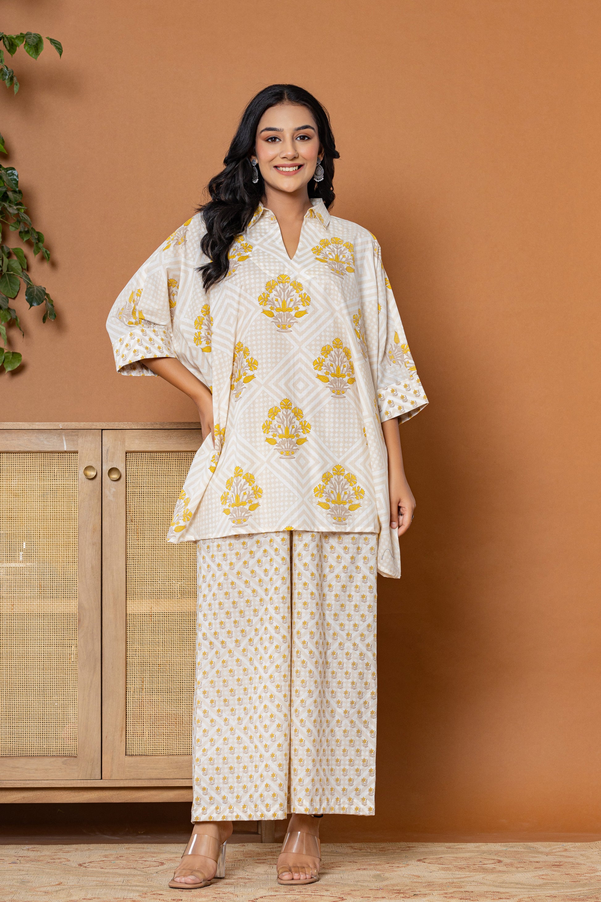 Daisy Daze Yellow Cotton Kurta Set - Rouhab