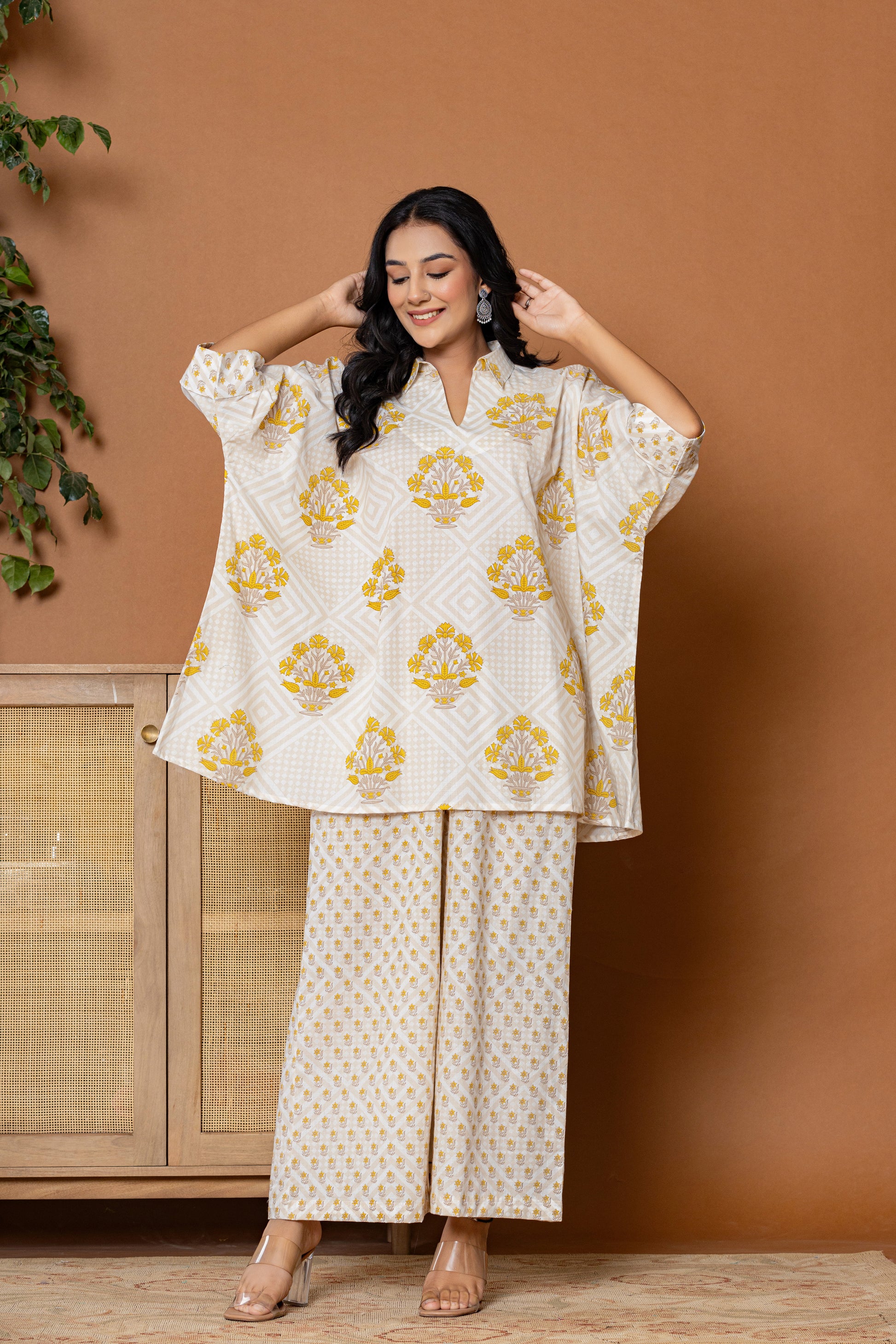 Daisy Daze Yellow Cotton Kurta Set - Rouhab