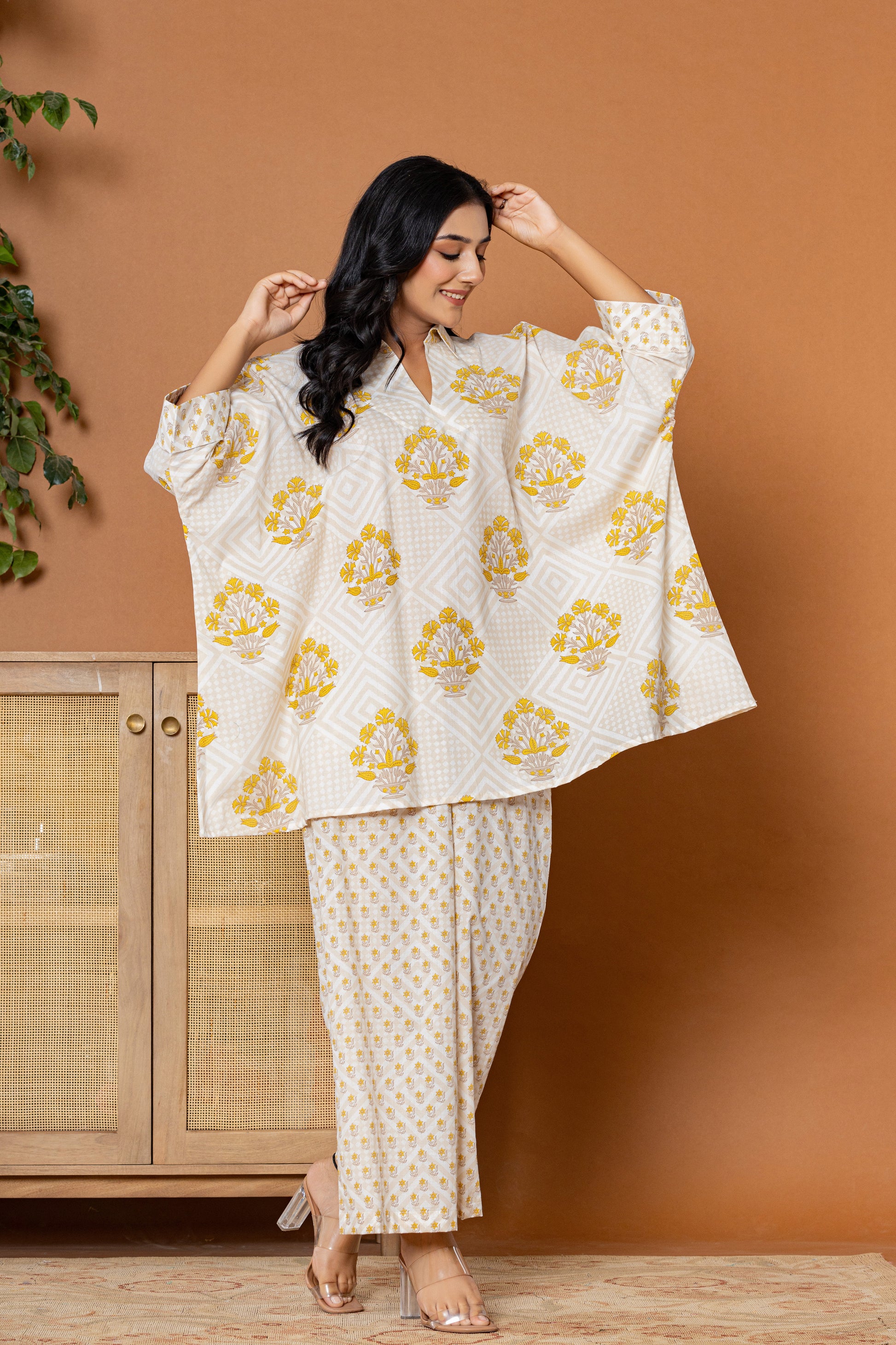 Daisy Daze Yellow Cotton Kurta Set - Rouhab