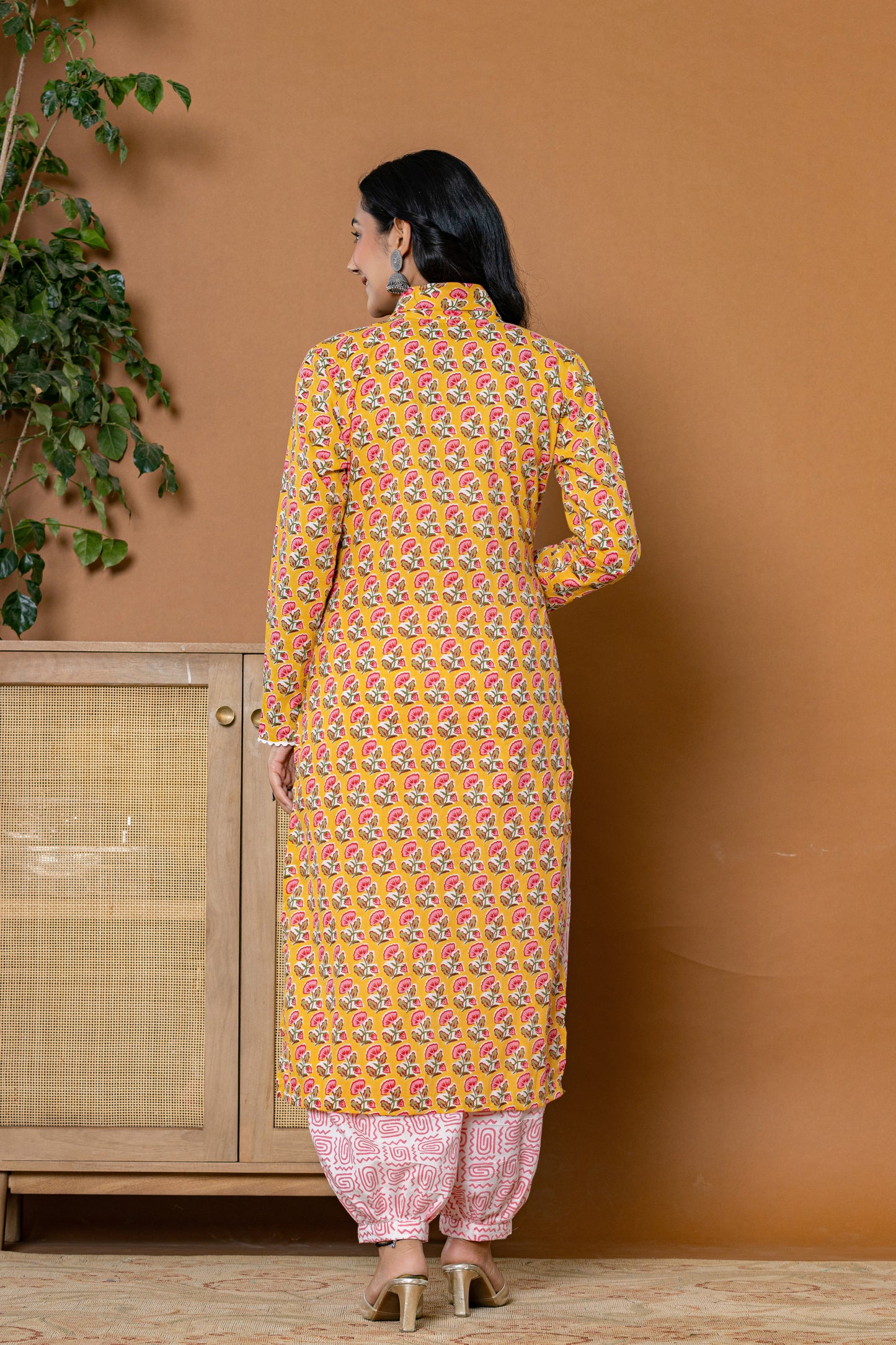 Zinnia Yellow Cotton Kurta Set - Rouhab