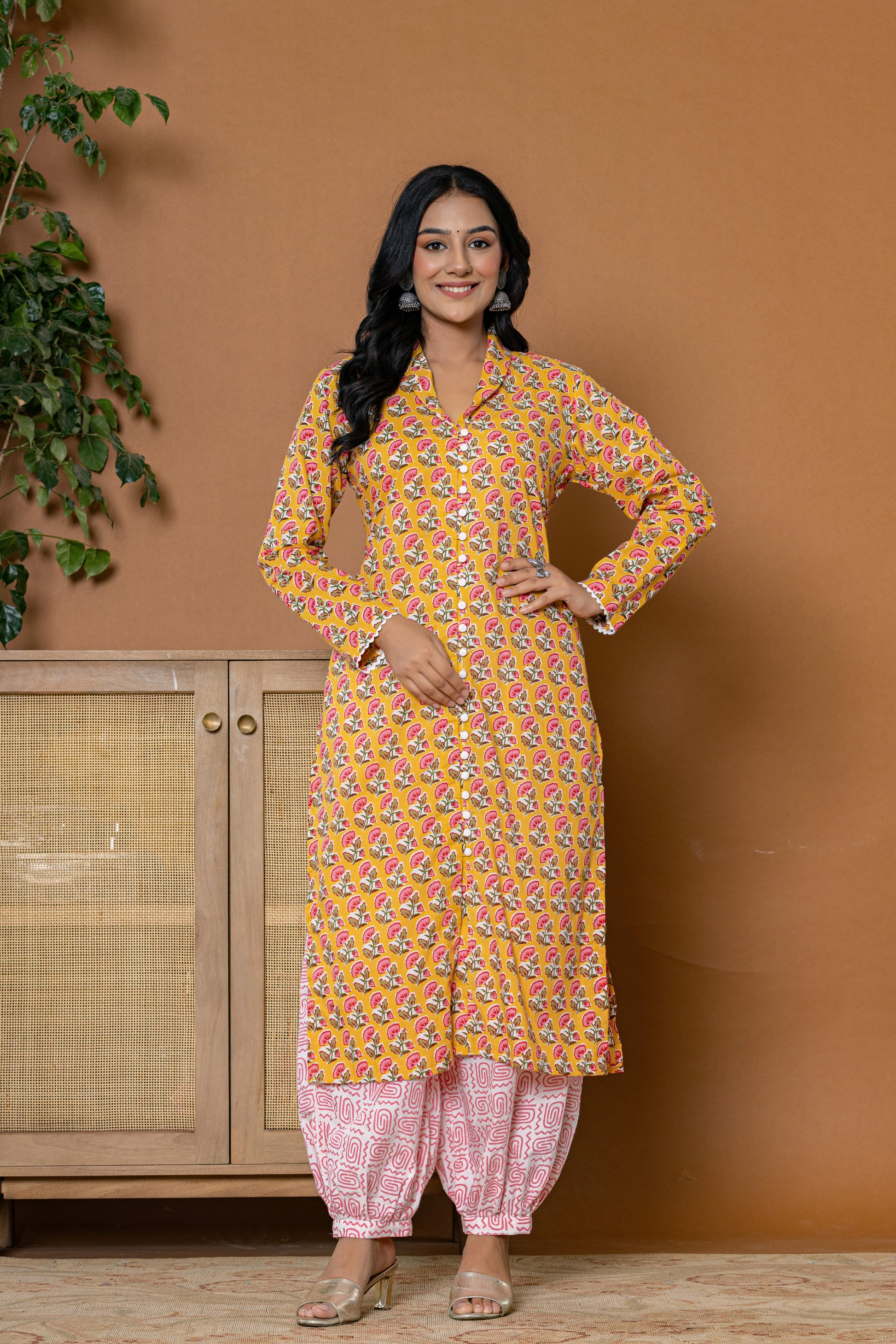 Zinnia Yellow Cotton Kurta Set - Rouhab