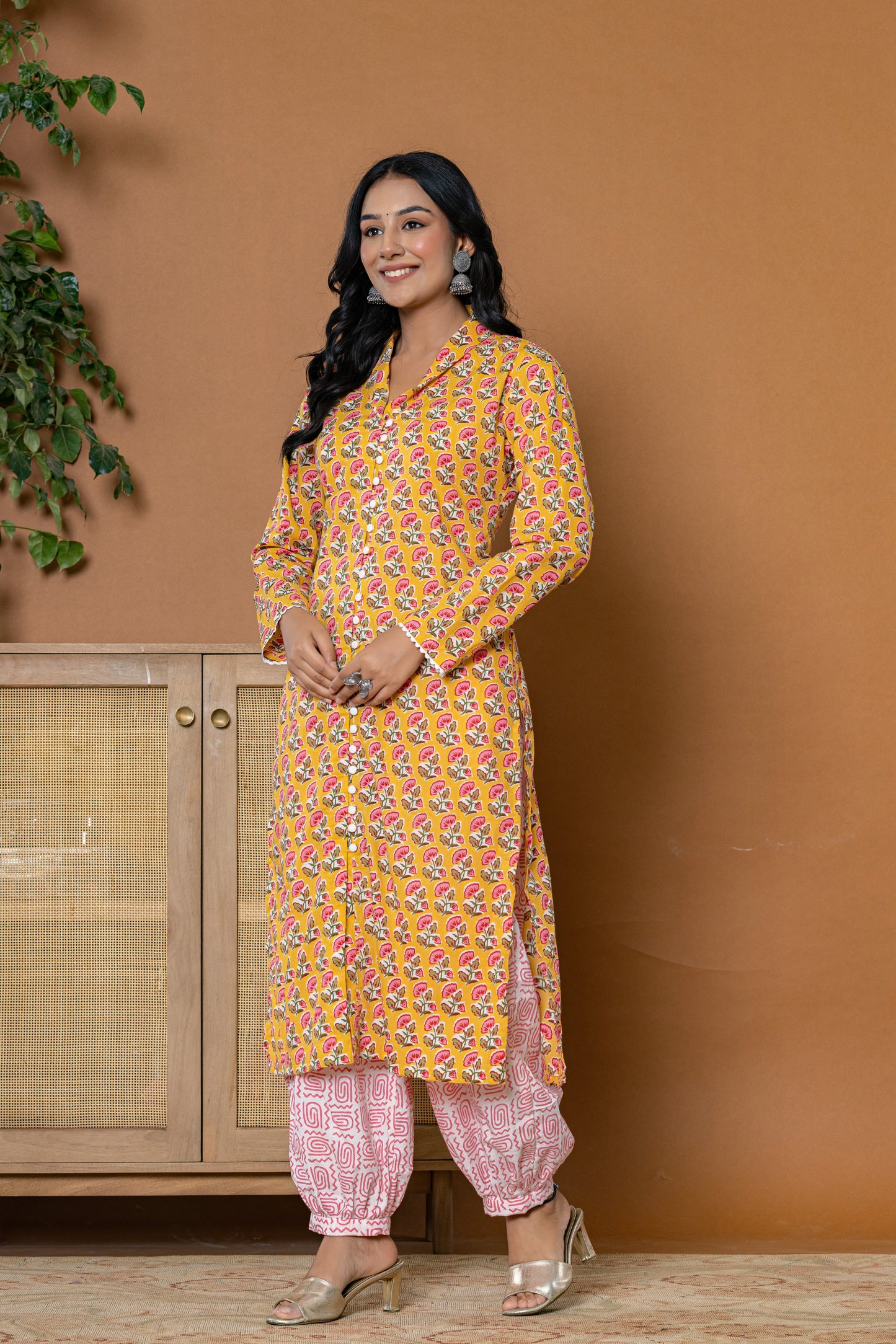 Zinnia Yellow Cotton Kurta Set - Rouhab