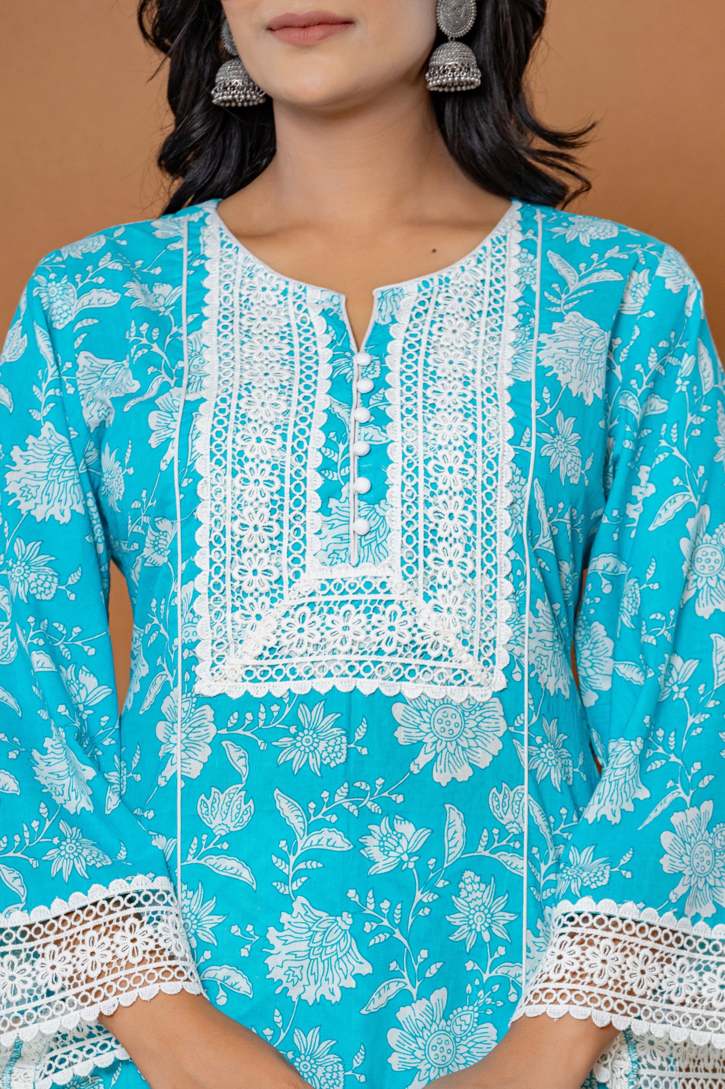 Sky Blue Radiance Cotton Kurta Set - Rouhab