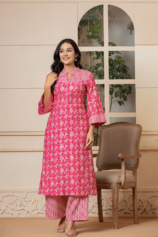 Pink Yarrow Muslin Kurta Set - Rouhab