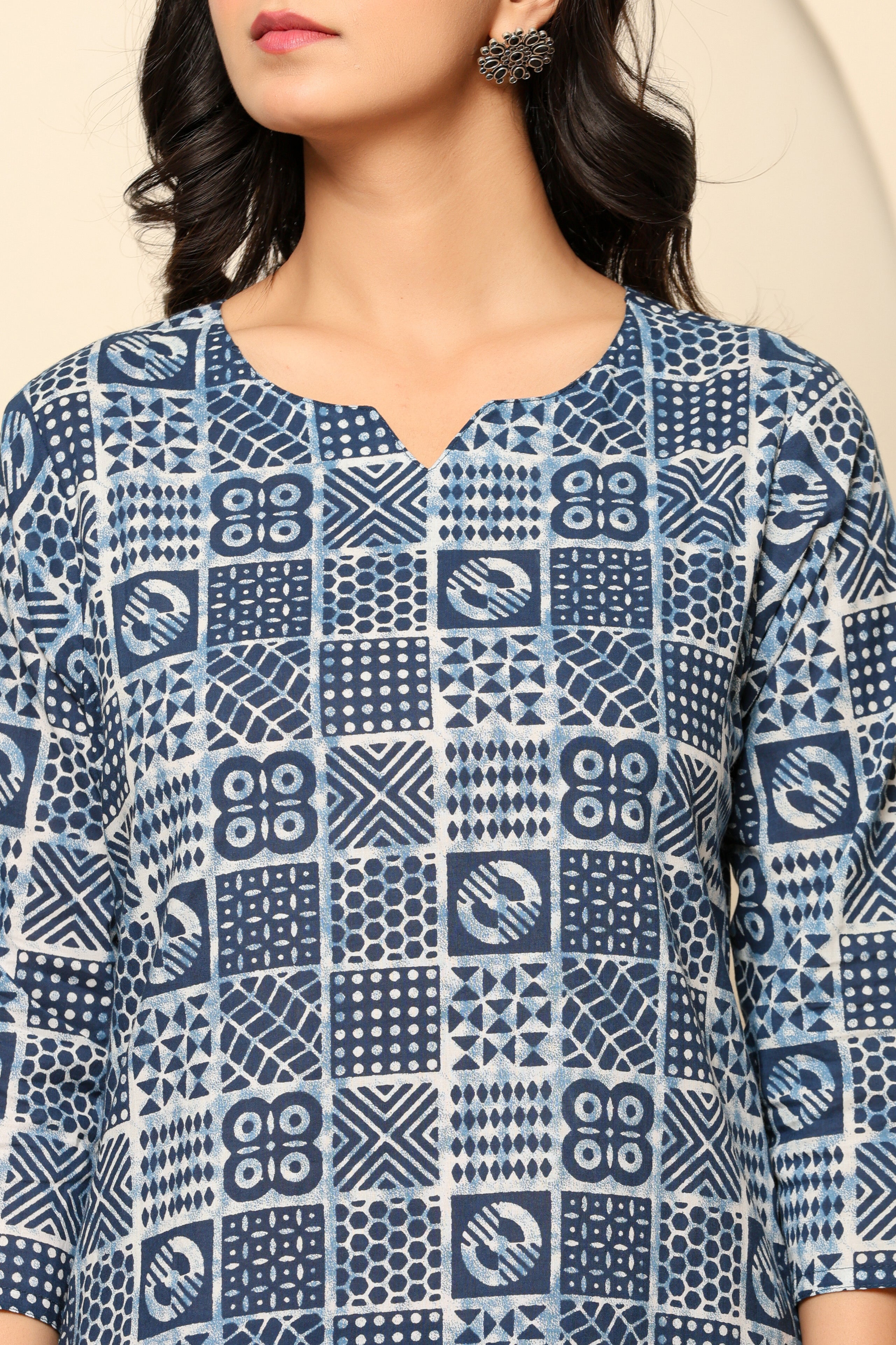 Rouhab Midnight Mosaic Co-Ord Set featuring a matching top and pants with a vibrant mosaic pattern, stylish and comfortable.