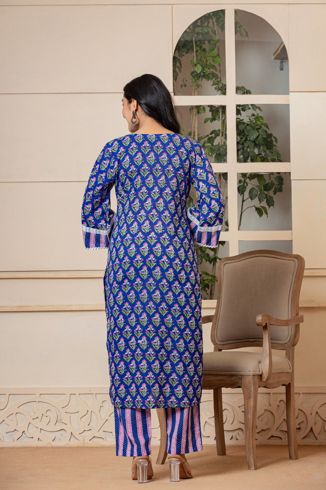 Royal Blue Cotton Kurta Set - Rouhab