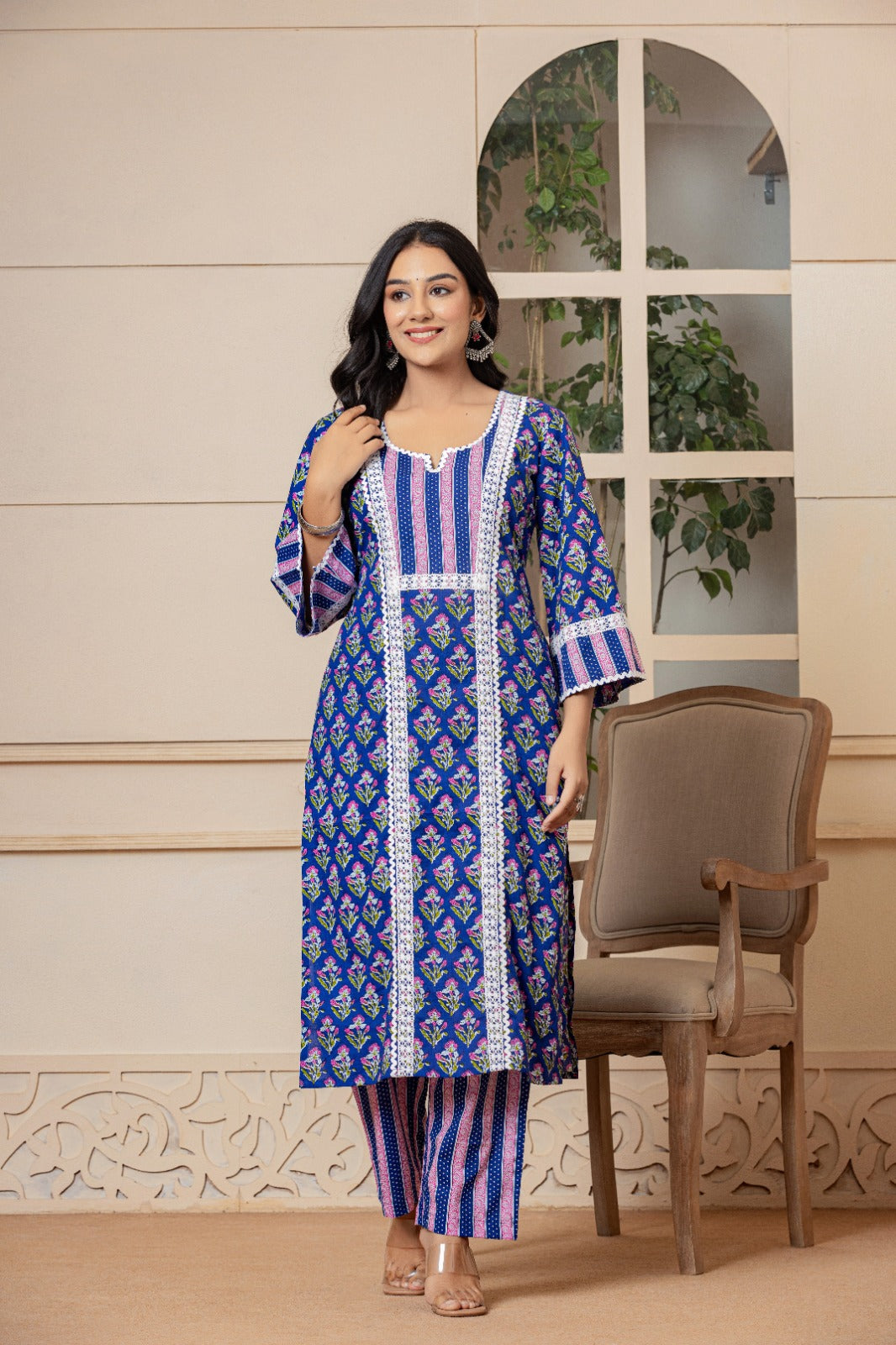 Royal Blue Cotton Kurta Set - Rouhab