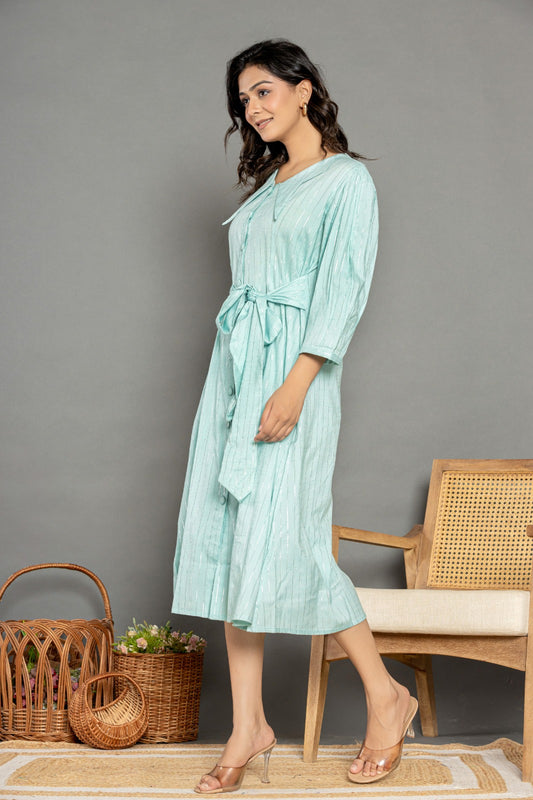 Sky blue lurex midi dress