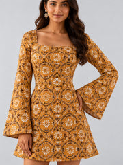 Golden Hour Flare Mini Dress — detail view